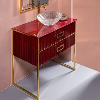 Тумба под раковину Armadi Art Monaco 80см бордо/золото 867-080-RG Тумба под раковину Armadi Art Monaco 80см бордо/золото 867-080-RG