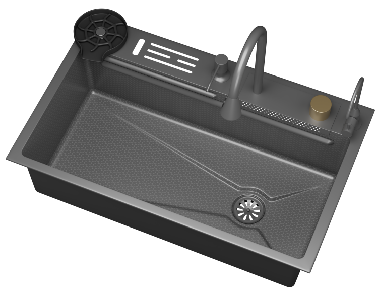 Кухонная мойка многофункц. DQ нерж.сталь матовый серый в комплекте со смесителем и аксессуарами (DKS754606)