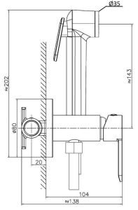 Agger Gorgeous A0270044 гигиенический душ со смесителем с внутренней частью. Цвет чёрный. Шланг в комплекте.