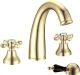 Смеситель для раковины Boheme на 3 отверстия + ручки черные SW_Комплект золото