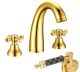 Смеситель для раковины Boheme на 3 отверстия TRADIZIONALE ORO с ручками Murano черное_Комплект золото