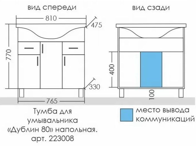 Тумба под раковину СанТа Дублин 223008 80см белый
