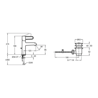 Смеситель для раковины Jacob Delafon Odeon Rive Gauche E21028-BL-00 чёрный ручка белая
