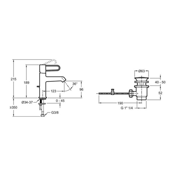 Смеситель для раковины Jacob Delafon Odeon Rive Gauche E21028-BL-BL