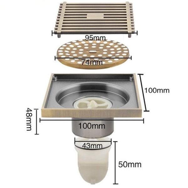 Душевой трап Gappo G81004-4 бронза