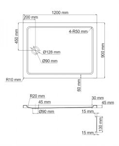 Душевой поддон Wasserkraft Amper 29T07 120x90 см