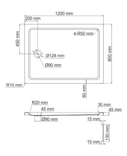 Душевой поддон Wasserkraft Amper 29T07 120x90 см Душевой поддон Wasserkraft Amper 29T07 120x90 см