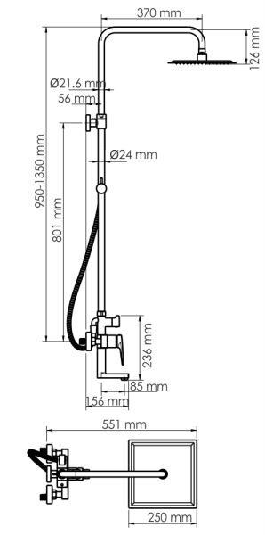 WasserKRAFT A16701 Душевой комплект со смесителем