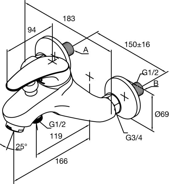 Смеситель Damixa LYRA 511000000 для ванны Смеситель Damixa LYRA 511000000 для ванны