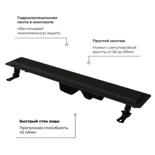 Душевой лоток RGW Drain Leo-30 60213060-04 чёрный Душевой лоток RGW Drain Leo-30 60213060-04 чёрный