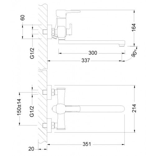 Смеситель для ванны Lemark Evitta (LM0551C)