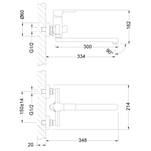 Смеситель для ванны Lemark Aura (LM0651C)