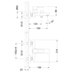 Смеситель для ванны Lemark Aura (LM0614C)