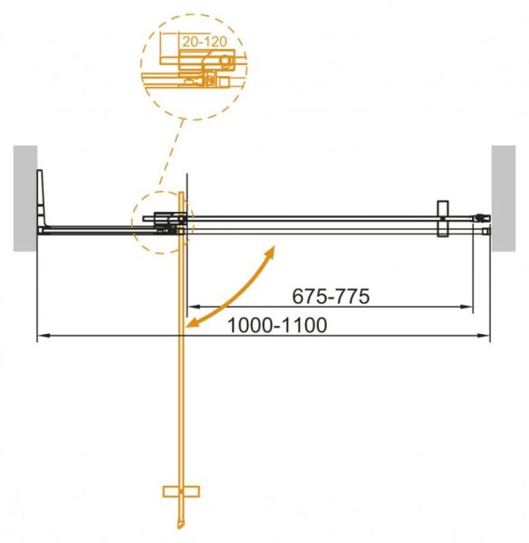 Душевая дверь в нишу CEZARES SLIDER-B-1-100/110-GRIGIO-NERO