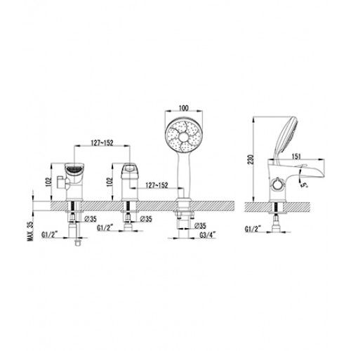 Смеситель для ванны Lemark Atlantiss (LM3245C)