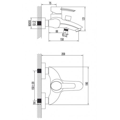 Смеситель для ванны Lemark Atlantiss (LM3202C)