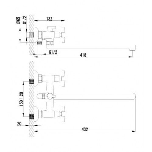 Смеситель для ванны Lemark Neo (LM2212C)