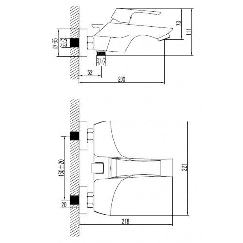 Смеситель для ванны Lemark Unit (LM4502C)