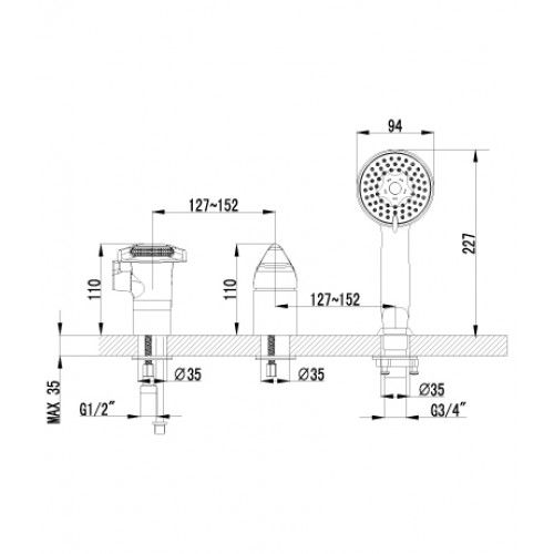 Смеситель для ванны Lemark Poseidon (LM4245C)