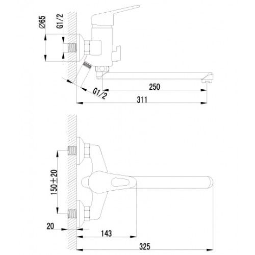 Смеситель для ванны Lemark Luna (LM4112C)