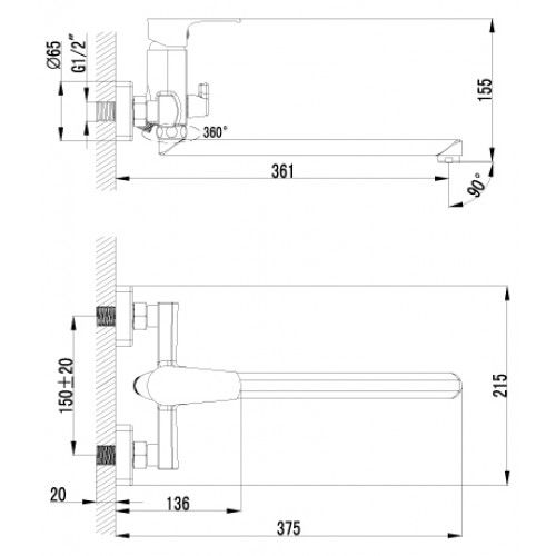 Смеситель для ванны Lemark Plus Factor (LM1651C)