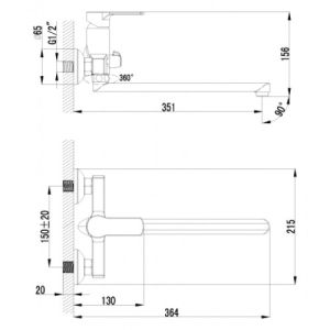 Смеситель для ванны Lemark Plus Grace (LM1551C)