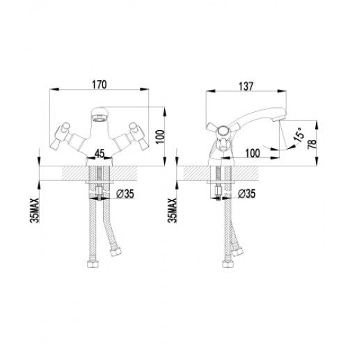 Смеситель для раковины Lemark Contour (LM7406C)