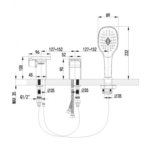Смеситель на борт ванны Lemark Shift (LM4347C)