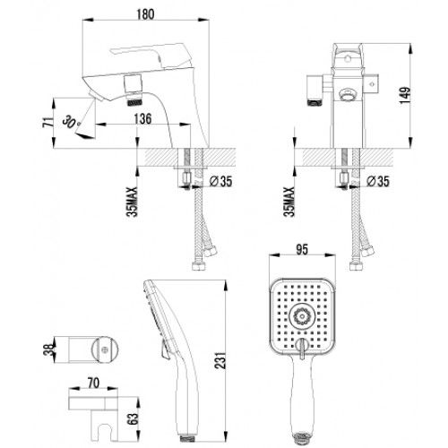 Смеситель на борт ванны Lemark Unit (LM4515C)