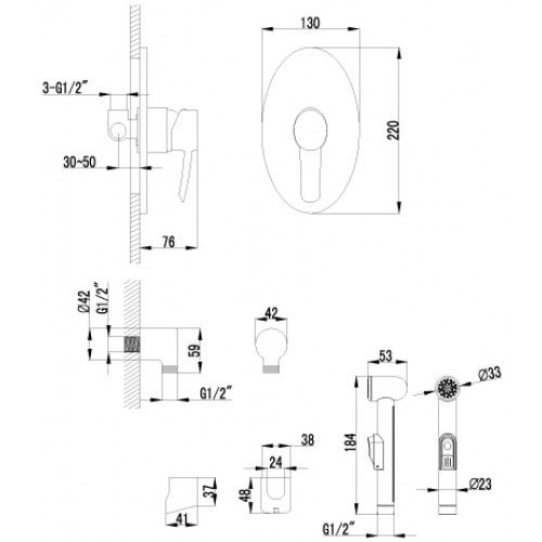 Смеситель гигиенический душ Lemark Atlantiss (LM3219C)