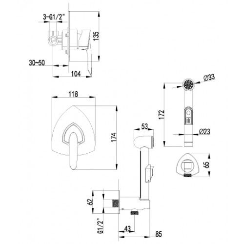 Смеситель гигиенический душ Lemark Mars (LM3519C)