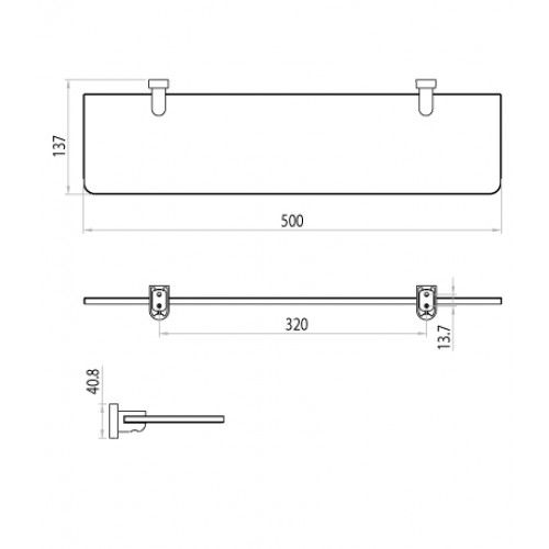 Полка стеклянная прозрачная Lemark Omega (LM3133C)