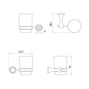 Стакан керамический для зубных щеток с настенным держателем Lemark Standard (LM2136C)