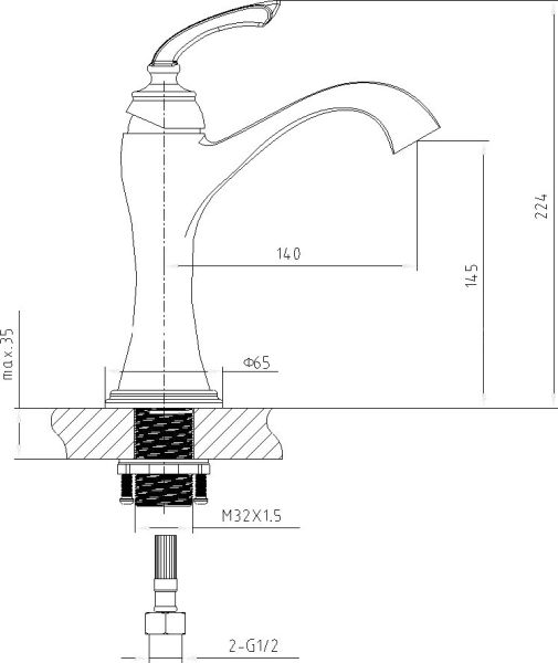 Смеситель для раковины Timo Unari 7501/04F чёрный/золото