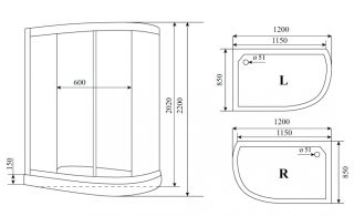 Timo Standart T-1102 P R душевая кабина (120*85*220)