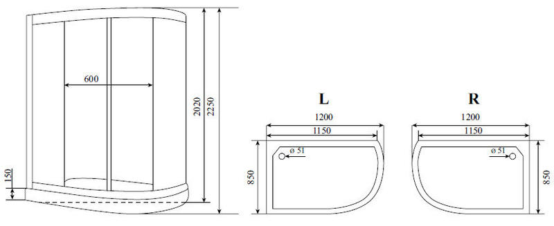 Timo Standart T-1102 P L душевая кабина (120*85*220)