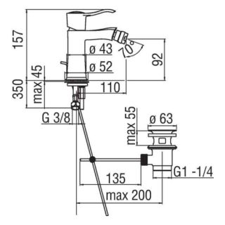 Смеситель Nobili Sofi SI98119/1CR для биде Смеситель Nobili Sofi SI98119/1CR для биде