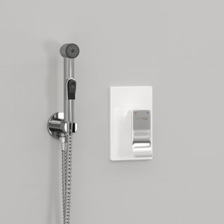 Гигиенический душ со смесителем WasserKRAFT A010657W со шлангом 120 см хром/белый