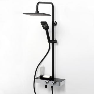 Душевая стойка WasserKRAFT Abens Thermo A11401 с термостатом чёрный матовый