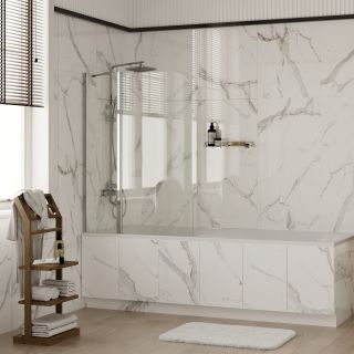 Шторка на ванну WasserKRAFT Leine 35P02-110 110 см профиль хром стекло прозрачное
