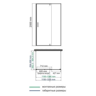 Душевой уголок WasserKRAFT Elbe 74P21 120x90 см профиль чёрный матовый стекло прозрачное