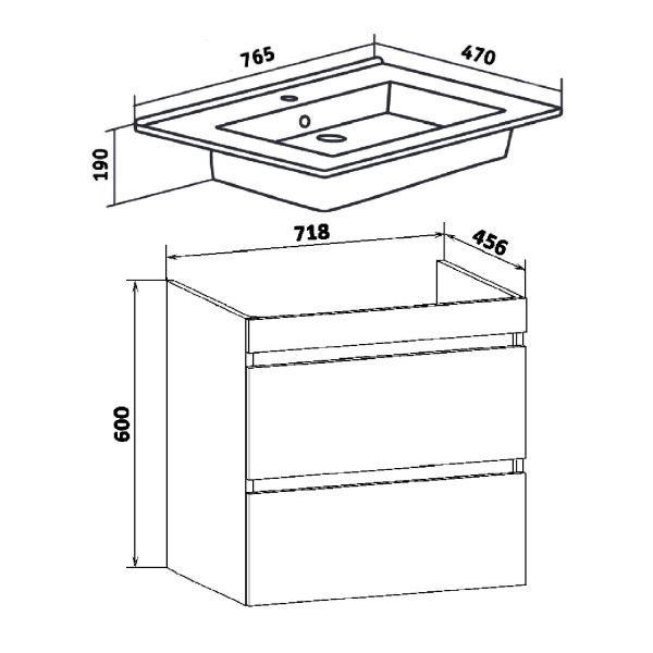 Тумба под раковину Runo подвесная белая (под умывальник Оскар 75 Оскар 75) Манхэттен 75 (00-00001047)