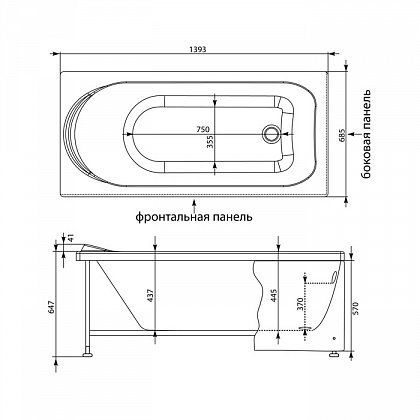 Акриловая ванна Aquanet Nord 140x70