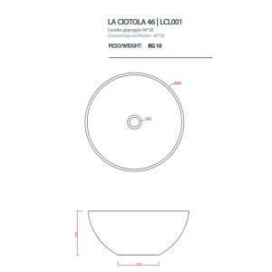 Раковина ArtCeram  LA CIOTOLA LCL001 01 00 белая 46 см