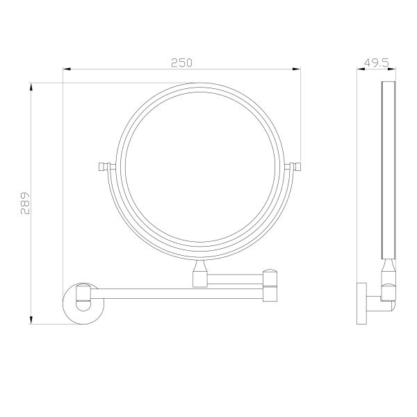 Зеркало косметическое для ванной Wonzon & Woghand Easy WW-8158 хром