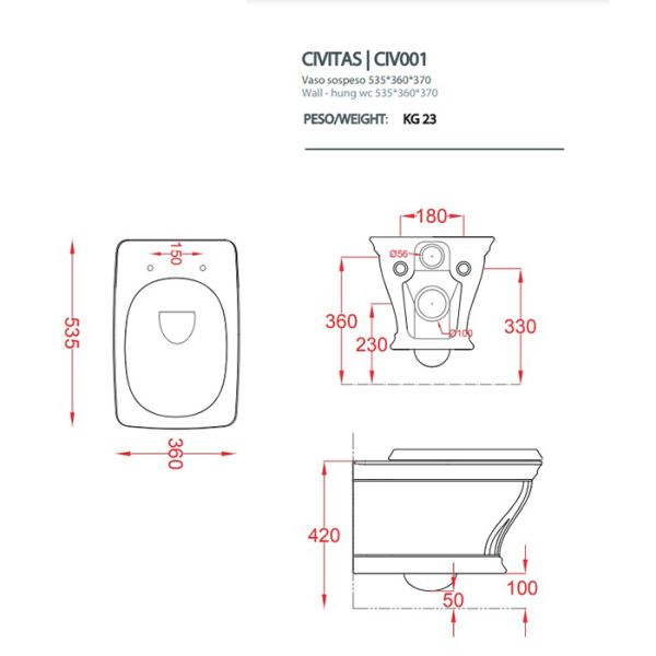 Унитаз Artceram Civitas CIV001 03 00 черный