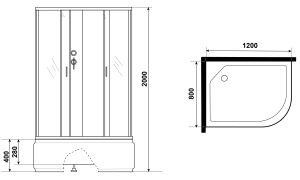 Душевая кабина Niagara NG-2310-14LBKG с гидромассажем 120x80см серебро/матовое