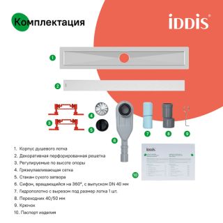 Душевой лоток IDDIS Перфекс (Perfex) 975B5SB20DZ 50 см хром матовый