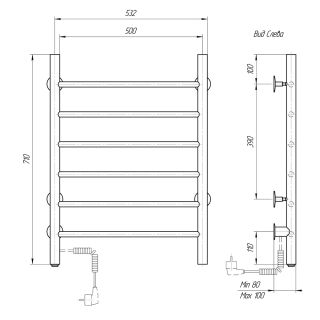 Полотенцесушитель электрический Domoterm Аврора DMT 109-6 50x71 EK L хром Полотенцесушитель электрический Domoterm Аврора DMT 109-6 50x71 EK L хром