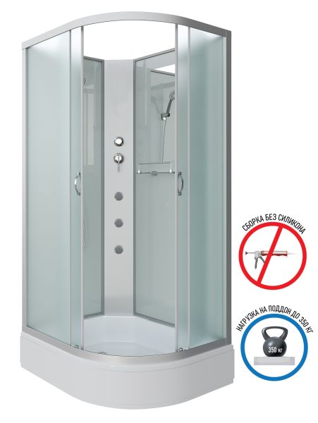 Душевая кабина Niagara NG-33394-14LBKG с гидромассажем 130x90см серебро/матовое